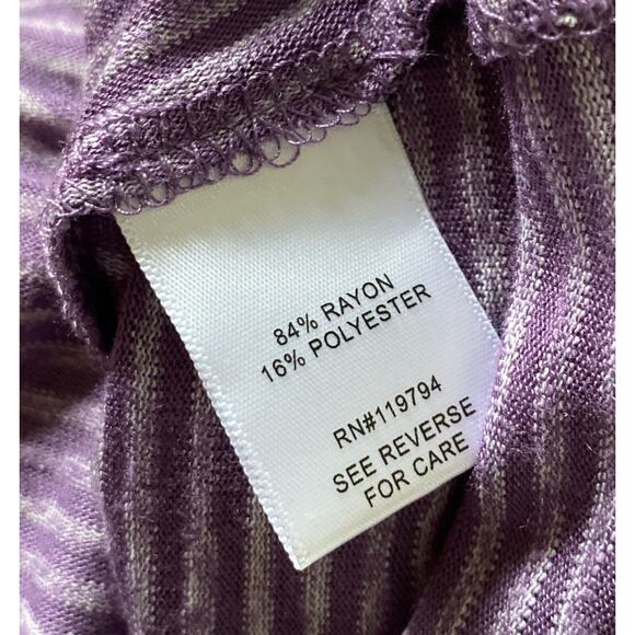 WORLD UNITY Womens Size XXL Short Sleeve Ruched Purple Striped T Tee Shirt NWT - Picture 7 of 8